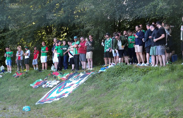 150721 The New Saints v Glentoran, UEFA Europa Conference League First Qualifying Round Second Leg - Glentoran fans watch the match from a bank outside the ground