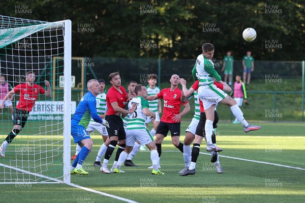 150721 The New Saints v Glentoran, UEFA Europa Conference League First Qualifying Round Second Leg - Keston Davies of The New Saints heads the ball clear