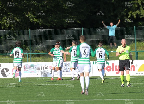 150721 The New Saints v Glentoran, UEFA Europa Conference League First Qualifying Round Second Leg - The New Saints players celebrate after scoring a second goal