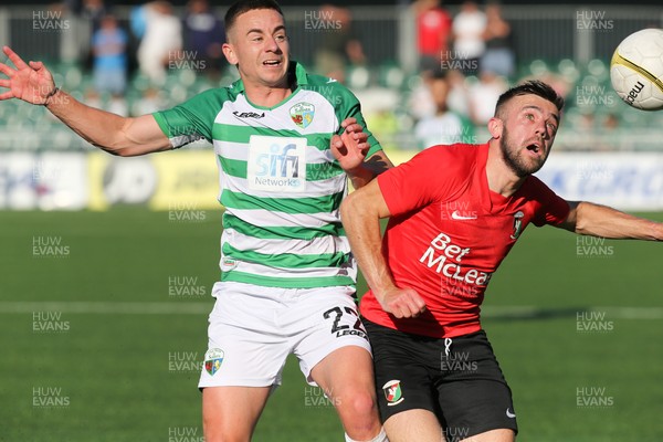 150721 The New Saints v Glentoran, UEFA Europa Conference League First Qualifying Round Second Leg - Danny Davies of The New Saints takes on Conor McMenamin of Glentoran