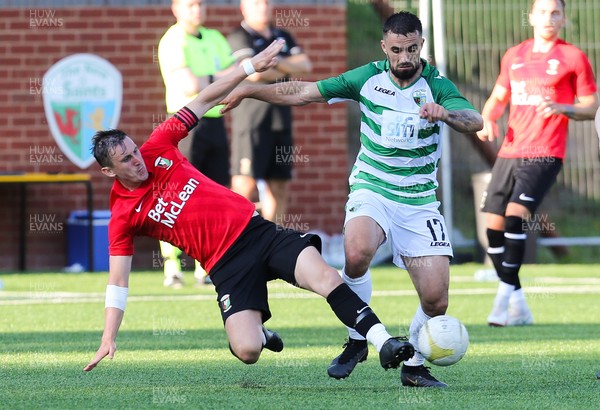 150721 The New Saints v Glentoran, UEFA Europa Conference League First Qualifying Round Second Leg - Jordan Williams of The New Saints is challenged by Marcus Kane of Glentoran