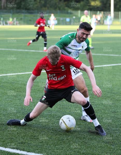 150721 The New Saints v Glentoran, UEFA Europa Conference League First Qualifying Round Second Leg - Dale Marshall of Glentoran and Louis Robles of The New Saints compete for the ball