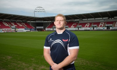 160715 - New Scarlets signing Dylan Evans at the Parc y Scarlets, Llanelli