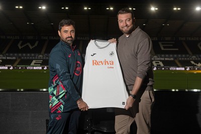 241125 - Vitor Matos is announced as new Swansea City Head Coach (left) with CEO Tom Gorringe (Right) at the Swanseacom Stadium 