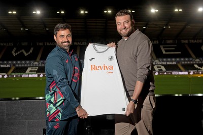 241125 - Vitor Matos is announced as new Swansea City Head Coach (left) with CEO Tom Gorringe (Right) at the Swanseacom Stadium 