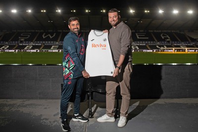 241125 - Vitor Matos is announced as new Swansea City Head Coach (left) with CEO Tom Gorringe (Right) at the Swanseacom Stadium 
