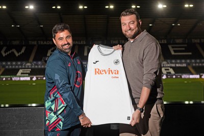 241125 - Vitor Matos is announced as new Swansea City Head Coach (left) with CEO Tom Gorringe (Right) at the Swanseacom Stadium 