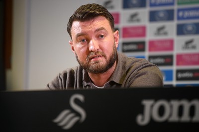 241125 - CEO Tom Gorringe speaks in a press conference after Vitor Matos is announced as new Swansea City Head Coach the Swanseacom Stadium 