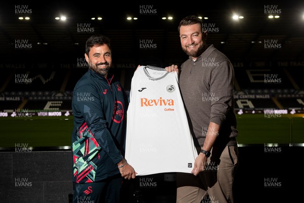 241125 - Vitor Matos is announced as new Swansea City Head Coach (left) with CEO Tom Gorringe (Right) at the Swanseacom Stadium 