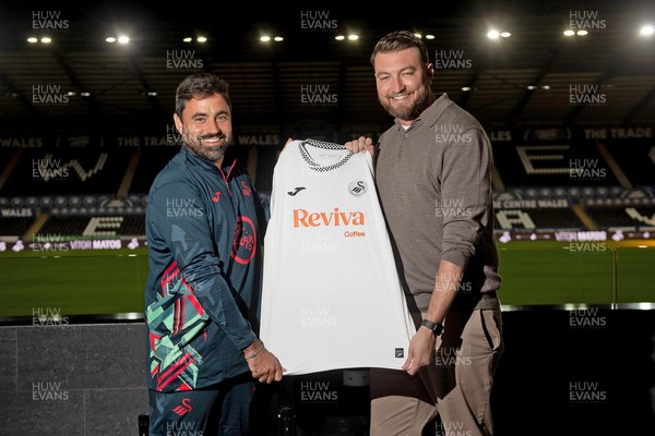 241125 - Vitor Matos is announced as new Swansea City Head Coach (left) with CEO Tom Gorringe (Right) at the Swanseacom Stadium 