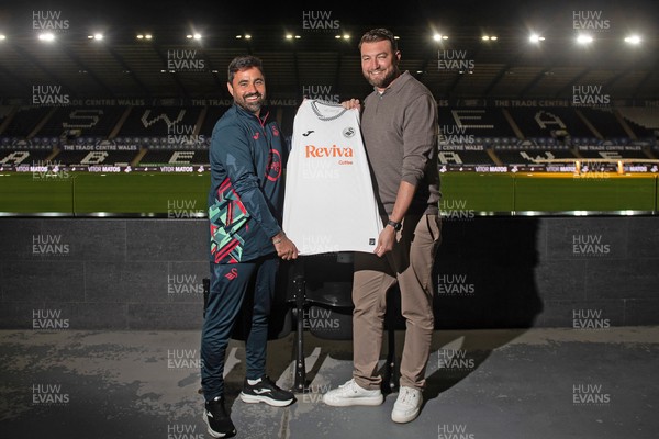 241125 - Vitor Matos is announced as new Swansea City Head Coach (left) with CEO Tom Gorringe (Right) at the Swanseacom Stadium 