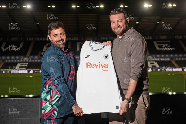241125 - Vitor Matos is announced as new Swansea City Head Coach (left) with CEO Tom Gorringe (Right) at the Swanseacom Stadium 