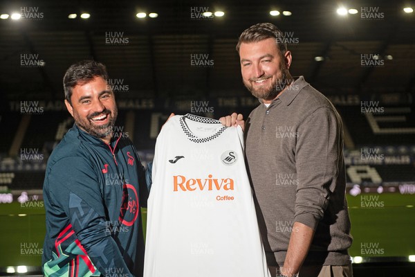 241125 - Vitor Matos is announced as new Swansea City Head Coach (left) with CEO Tom Gorringe (Right) at the Swanseacom Stadium 