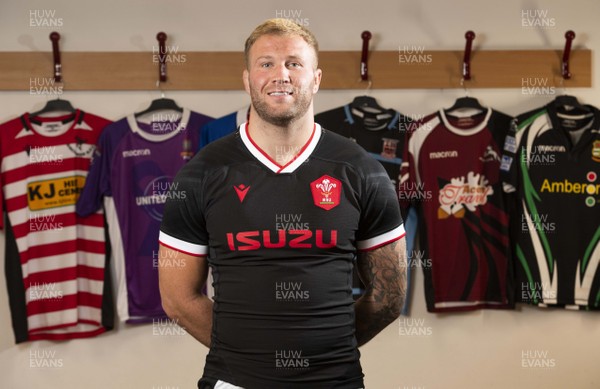141020 -  Ross Moriarty wears the new Macron Welsh rugby away jersey