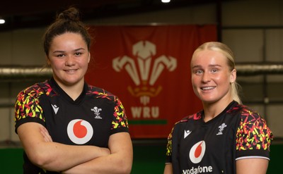 070426 - Wales Women Rugby Squad - Jorja Aiono, left,  and Seren Singleton who have been selected to make their debuts for Wales in the opening Women’s 6 Nations match against Scotland