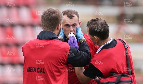 030618 - New Zealand U20 v Wales U20, World Rugby U20 Championship 2018, Pool A - Ioan Nicolas of Wales receives treatment after a late tackle
