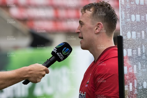 030618 - New Zealand U20 v Wales U20, World Rugby U20 Championship 2018, Pool A - Tommy Reffell of Wales gives media interview at the end of the match