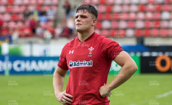 030618 - New Zealand U20 v Wales U20, World Rugby U20 Championship 2018, Pool A - Lennon Greggains of Wales at the end of the match
