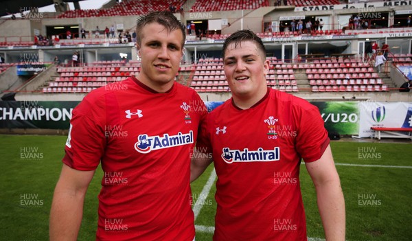 030618 - New Zealand U20 v Wales U20, World Rugby U20 Championship 2018, Pool A - Lewis Ellis-Jones and Rhys Davies of Wales at the end of the match