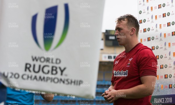 030618 - New Zealand U20 v Wales U20, World Rugby U20 Championship 2018, Pool A - Tommy Reffell of Wales gives media interviews at the end of the match