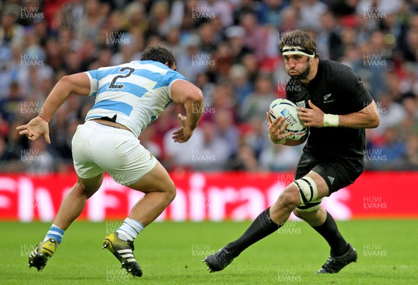 200915  - New Zealand vs Argentina -  IRB Rugby World Cup 2015 Group C -Sam Whitelock of New Zealand on the attack