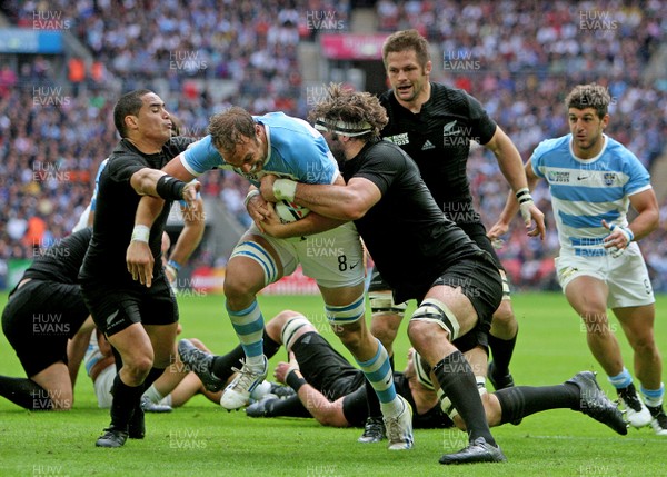 200915  - New Zealand vs Argentina -  IRB Rugby World Cup 2015 Group C -Leonardo Senatore of Argentina is stopped just short of the try line