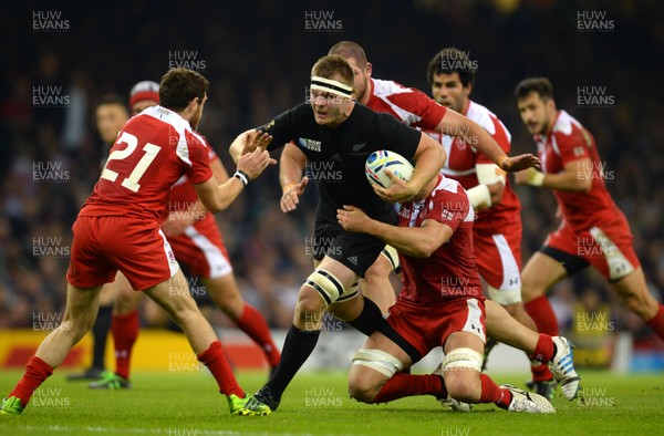 021015 - New Zealand v Fiji - Rugby World Cup 2015 -Sam Cane of New Zealand takes on Vasil Lobjanidze of Georgia