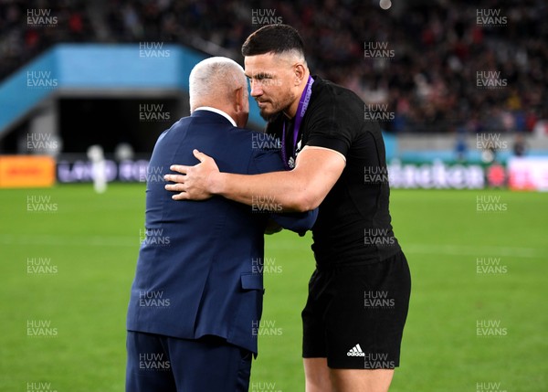 011119 - New Zealand v Wales - Rugby World Cup Bronze Final - Warren Gatland and Sonny Bill Williams of New Zealand at the end of the game