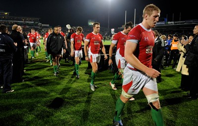 19.06.10 - New Zealand v Wales - 2010 Steinlager Series - Gavin Thomas, Dan Biggar, Lee Byrne, Jonathan Thomas and Bradley Davies of Wales looks dejected. 