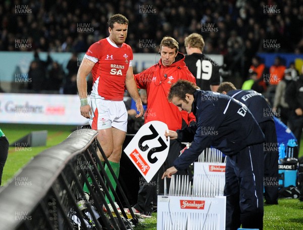 19.06.10 - New Zealand v Wales - 2010 Steinlager Series - Jamie Roberts of Wales walks to the bench after being replaced. 