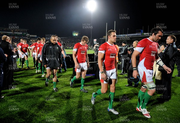 19.06.10 - New Zealand v Wales - 2010 Steinlager Series - Gavin Thomas, Dan Biggar, Lee Byrne and Jonathan Thomas of Wales looks dejected. 