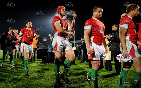 19.06.10 - New Zealand v Wales - 2010 Steinlager Series - Stephen Jones, Alun Wyn Jones, Huw Bennett and Leigh Halfpenny of Wales looks dejected. 