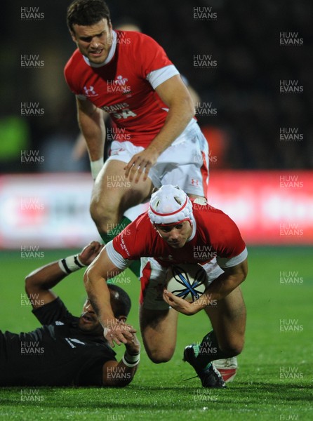 19.06.10 - New Zealand v Wales - 2010 Steinlager Series - Joe Rokocoko of New Zealand tackles Leigh Halfpenny of Wales. 