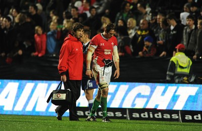26.06.10 - New Zealand v Wales - 2010 Steinlager Series - Ryan Jones of Wales is helped off by physio Mark Davies. 
