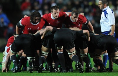 26.06.10 - New Zealand v Wales - 2010 Steinlager Series - Adam Jones, Matthew Rees and Paul James of Wales. 