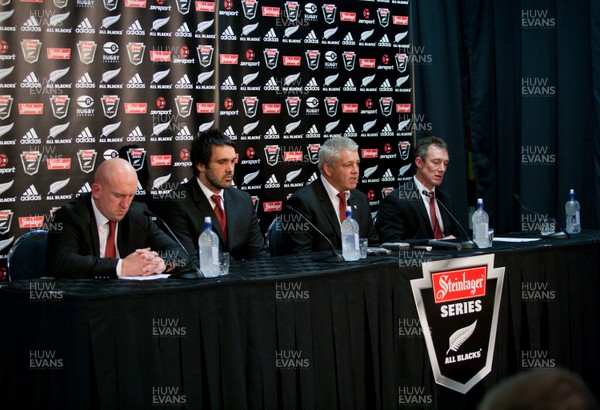 26.06.10  New Zealand v Wales... Shaun Edwards, Jonathan Thomas, Warren Gatland and Rob Howley at the media conference 