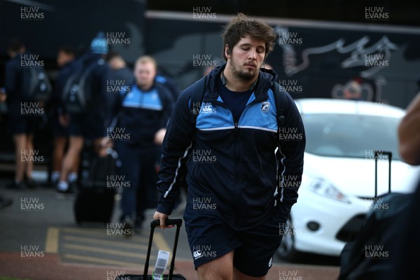 111117 - Newcastle Falcons v Cardiff Blues - Anglo-Welsh Cup - The Cardiff Blues players arrive at the stadium