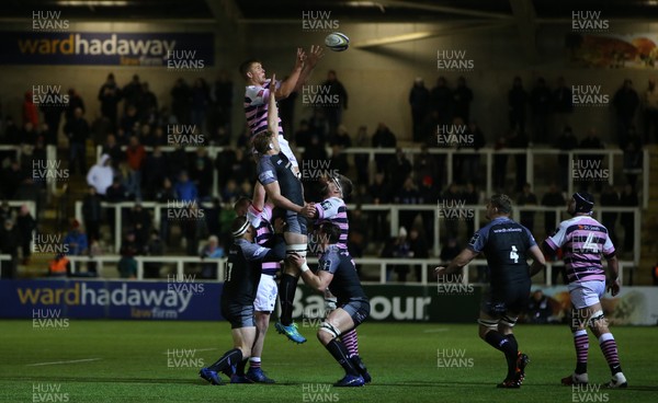 111117 - Newcastle Falcons v Cardiff Blues - Anglo-Welsh Cup - James Down of Cardiff Blues wins the ball at a line out