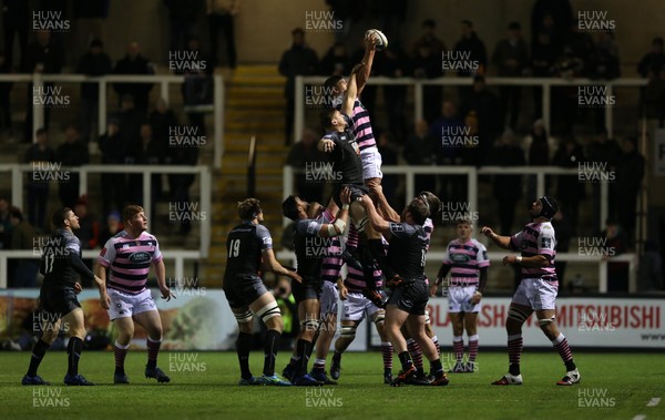 111117 - Newcastle Falcons v Cardiff Blues - Anglo-Welsh Cup - James Down of Cardiff Blues wins the ball at a line out