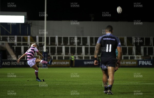 111117 - Newcastle Falcons v Cardiff Blues - Anglo-Welsh Cup - Ben Jones of Cardiff Blues kicks at goal