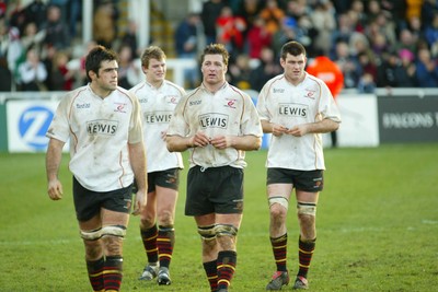 160105 - Newcastle Falcons v Newport Gwent Dragons - Heineken Cup Rugby - Dragons Peter Sidoli, Rhys Oakley, Ian Gough and Michael Owen leave the field