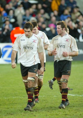 160105 - Newcastle Falcons v Newport Gwent Dragons - Heineken Cup Rugby - Dragons Peter Sidoli, Michael Owen and Ian Gough leave the field