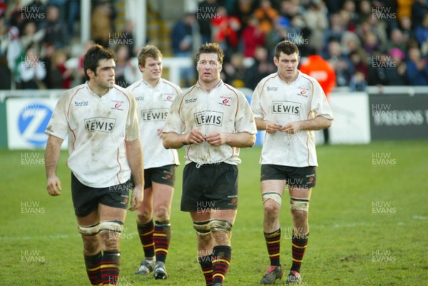 160105 - Newcastle Falcons v Newport Gwent Dragons - Heineken Cup Rugby - Dragons Peter Sidoli, Rhys Oakley, Ian Gough and Michael Owen leave the field