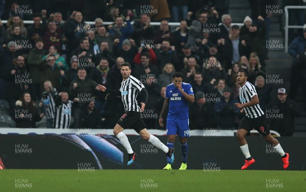 190119 - Newcastle United v Cardiff City - Premier League - Fabian Schar of Newcastle United celebrates after putting his team 1-0 up