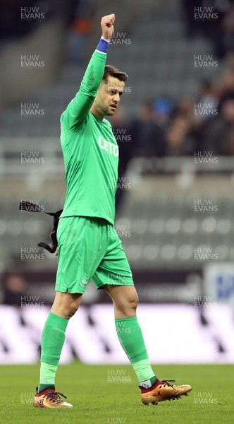 130118 - Newcastle United v Swansea City - Premier League -  Lukasz Fabianski of Swansea City thanks the fans after the full time whistle