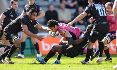 11.04.10 - Newcastle Falcons v Cardiff Blues - Amlin Challenge Cup Quarter Final - Casey Laulala of Cardiff Blues scores try. 