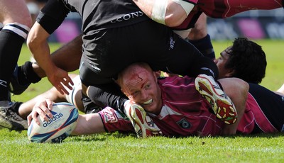 11.04.10 - Newcastle Falcons v Cardiff Blues - Amlin Challenge Cup Quarter Final - Martyn Williams of Cardiff Blues scores try. 