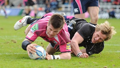 11.04.10 - Newcastle Falcons v Cardiff Blues - Amlin Challenge Cup Quarter Final - Ceri Sweeney of Cardiff Blues scores try. 