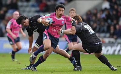 11.04.10 - Newcastle Falcons v Cardiff Blues - Amlin Challenge Cup Quarter Final - Casey Laulala of Cardiff Blues gets free. 