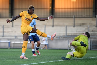 080726 - Newport City v Newport County - Pre Season Friendly - Shaquille Gwengwe of Newport County scores his third goal of the game